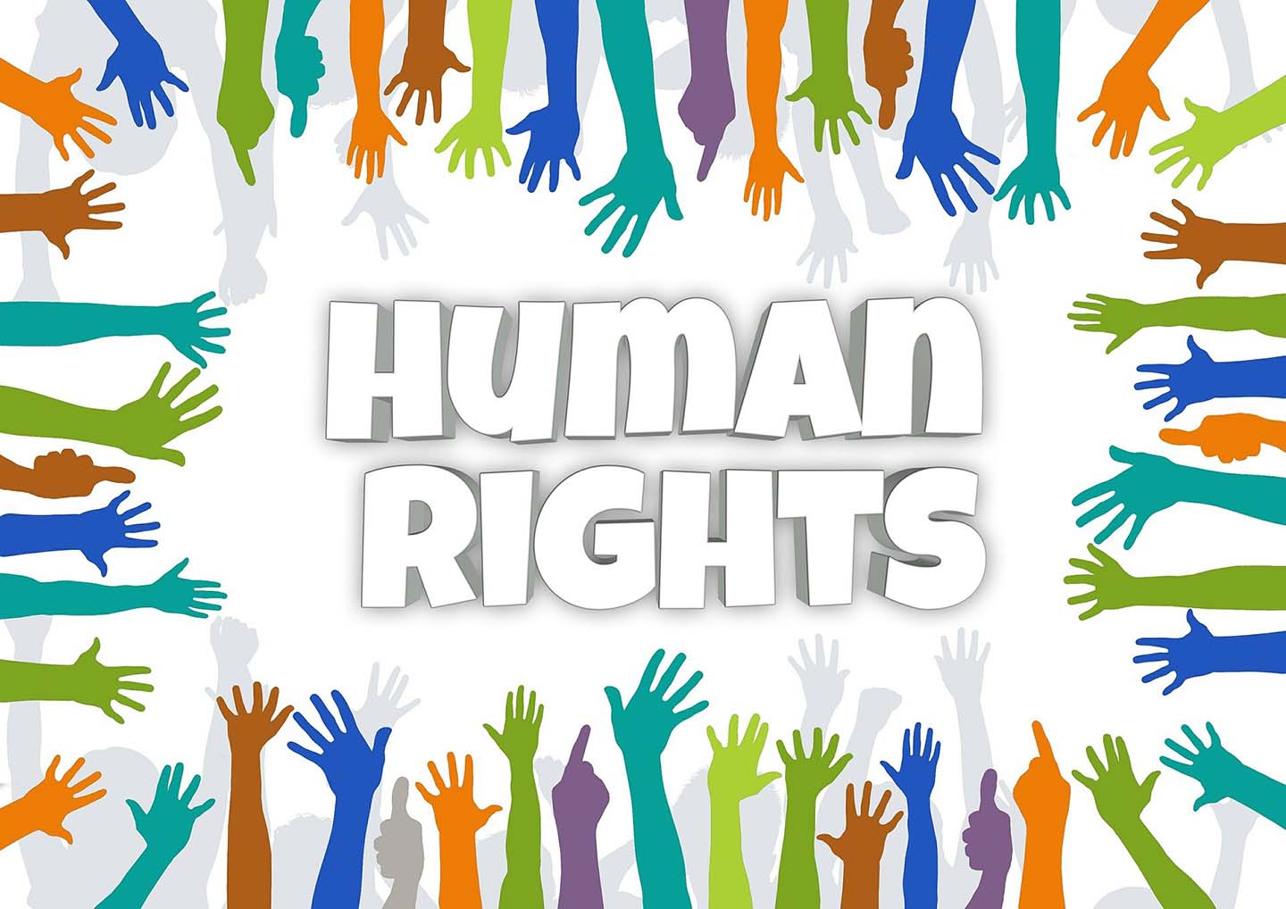 "Human Rights" in Mitten vieler bunter Hände