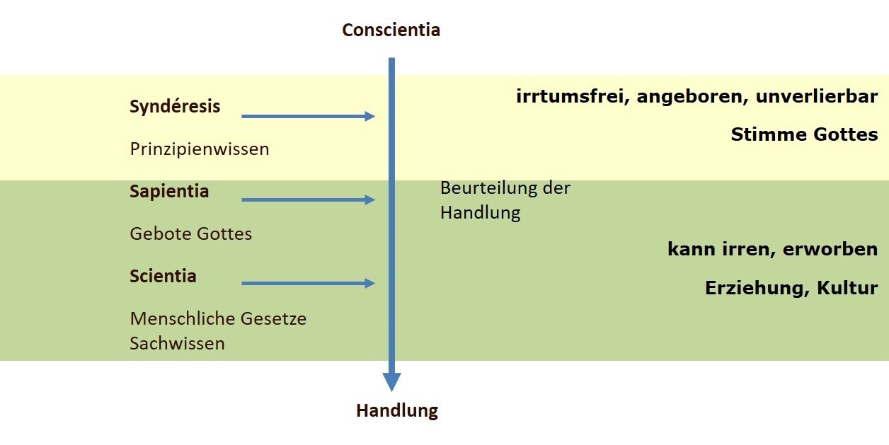 Grafik zur Unterscheidung und Zuordnung der verschiedenen Begriffe und Aussagen über das Gewissen