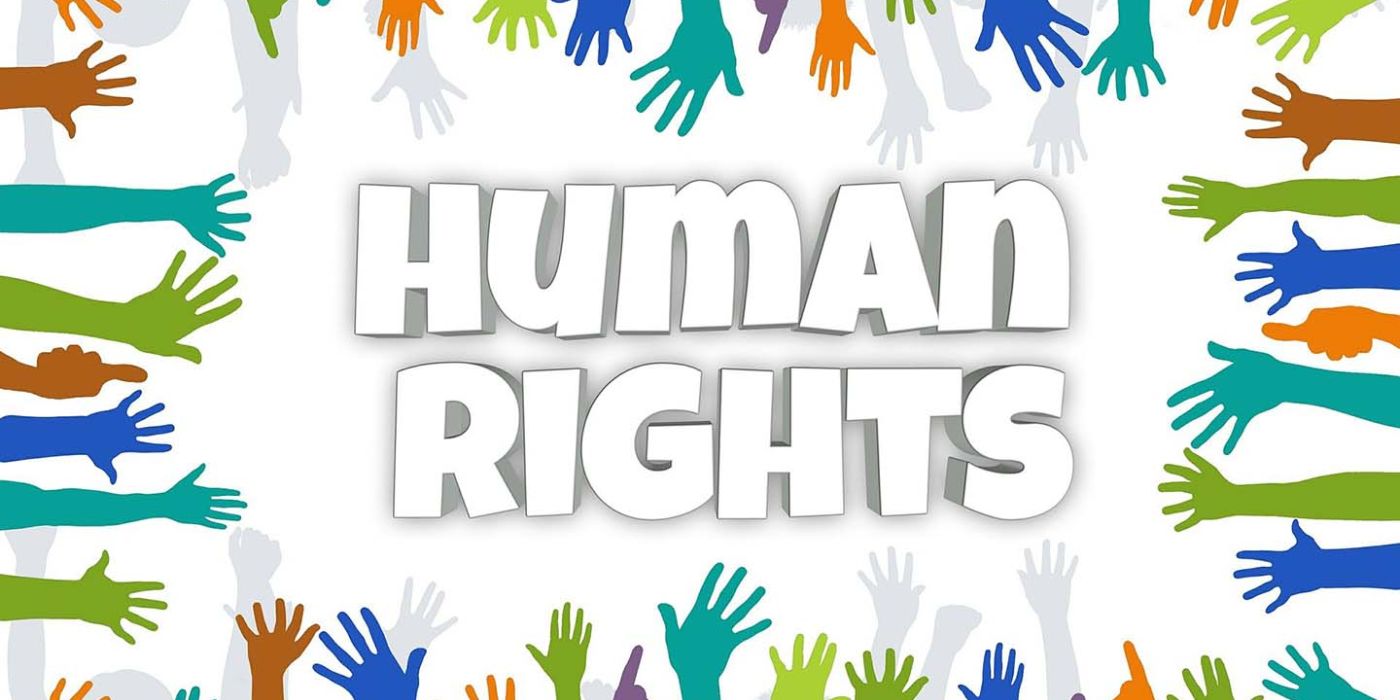 "Human Rights" in Mitten vieler bunter Hände