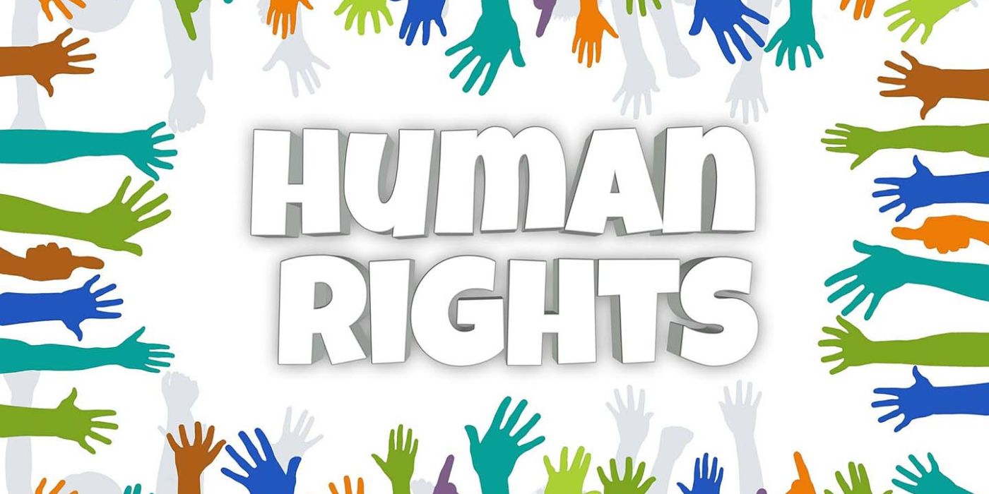 "Human Rights" in Mitten vieler bunter Hände