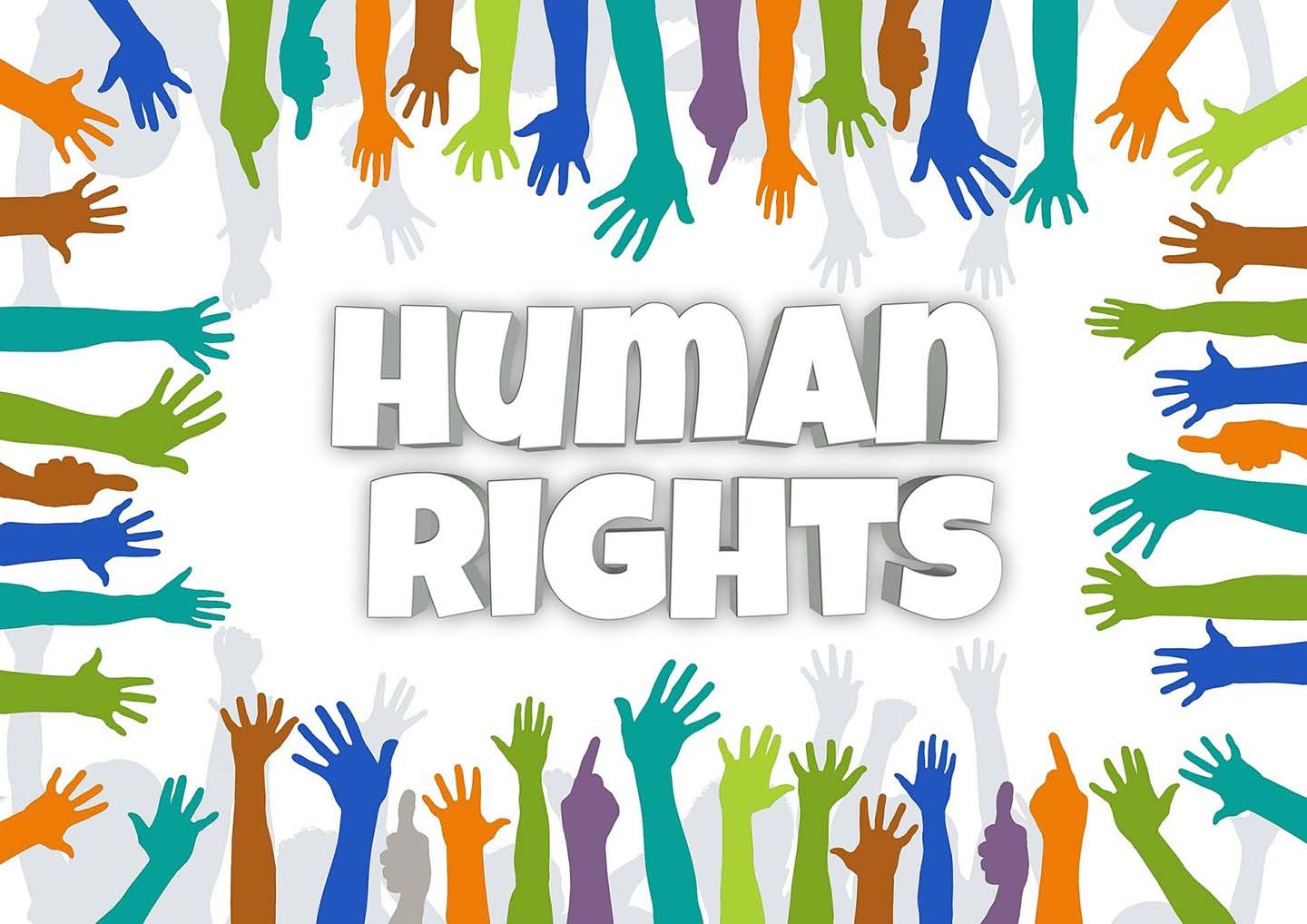 "Human Rights" in Mitten vieler bunter Hände