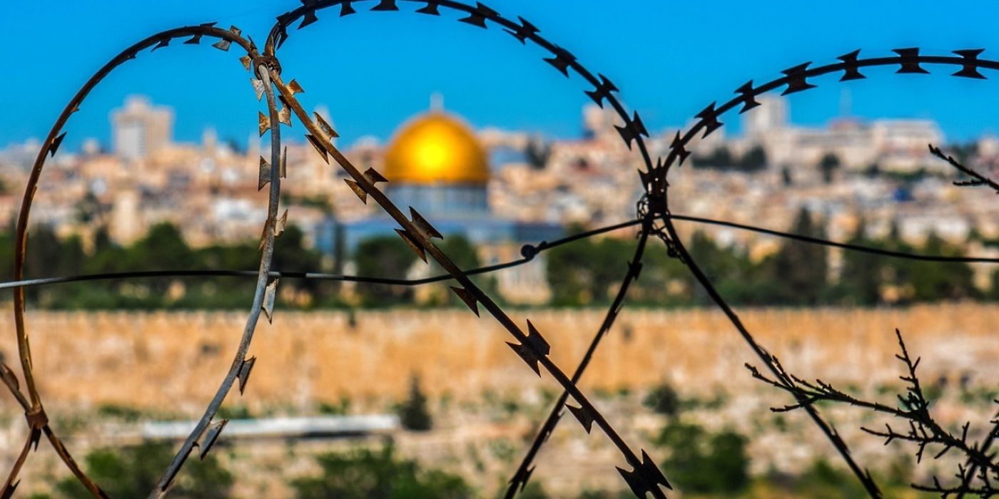 Tempelberg Jerusalem mit Stacheldraht