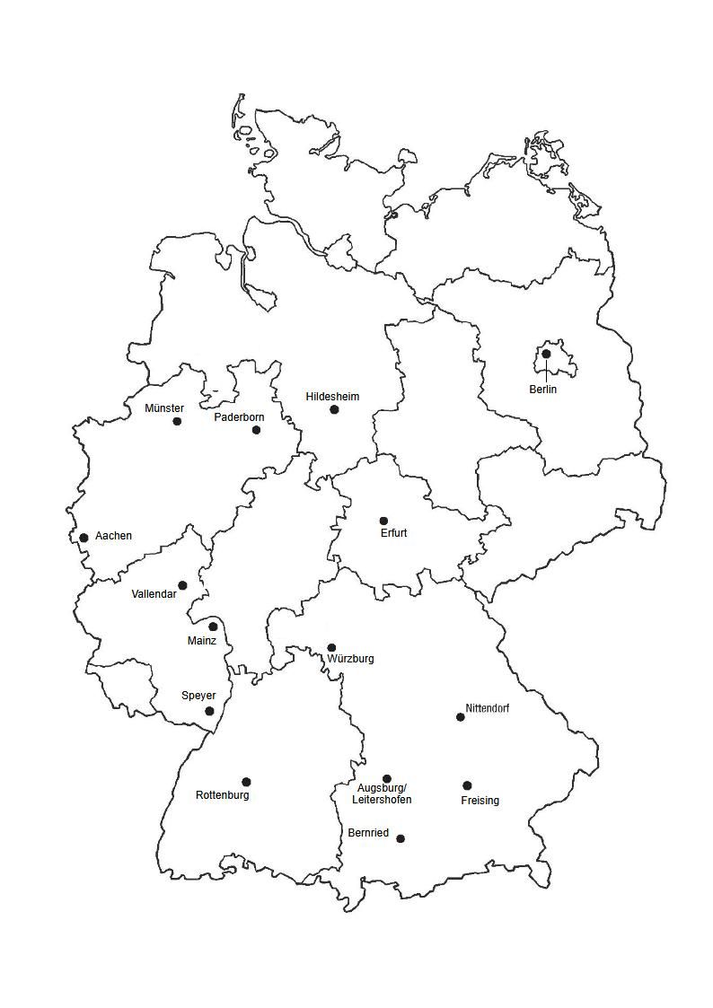 Deutschlandkarte mit Tagungshäusern
