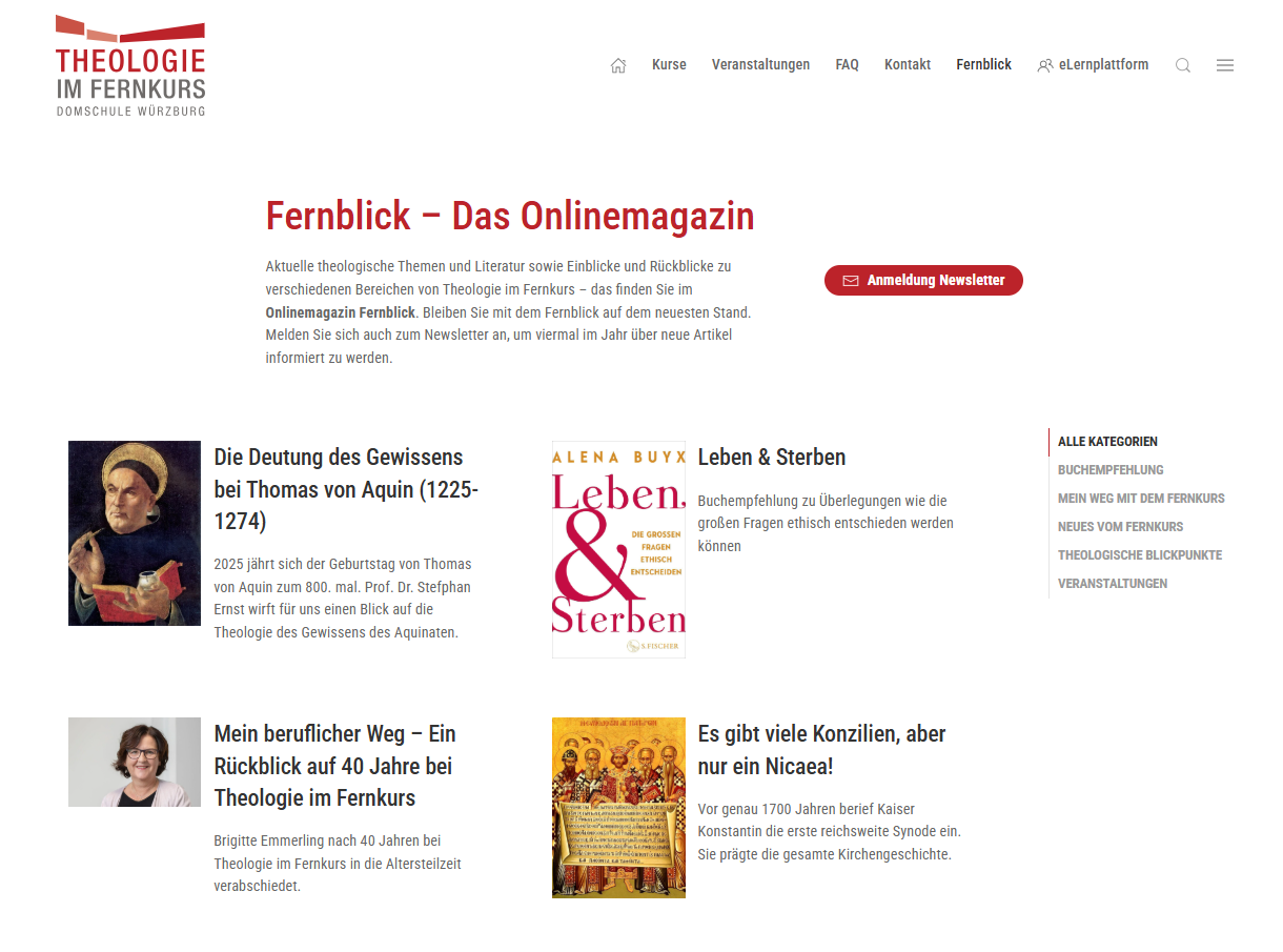 Übersichtsseite "Fernblick" in neuem Design