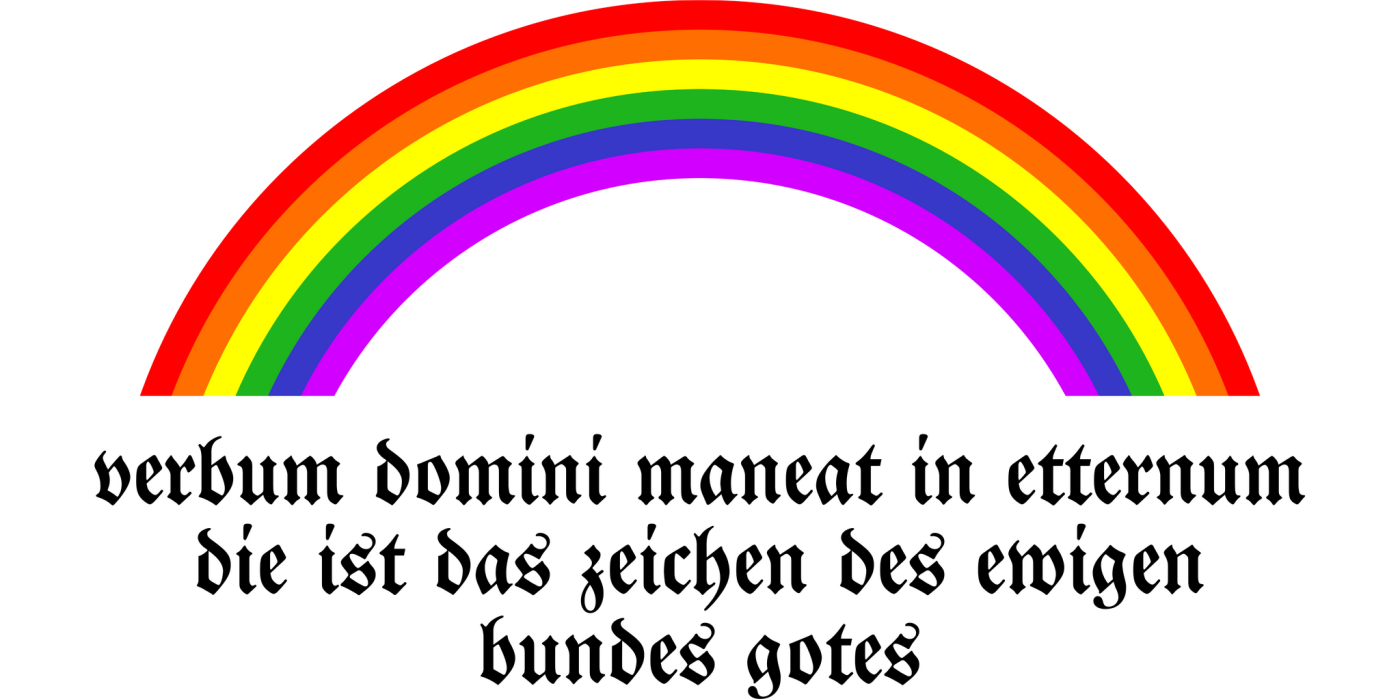 Flagge, die im Laufe des Bauernkrieges im frühen XVI. Jahrhundert von Thomas Müntzer und den Mühlhauser Bauern verwendet wurde