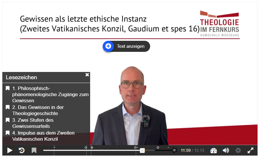 Video mit ausgeklappter Gliederung
